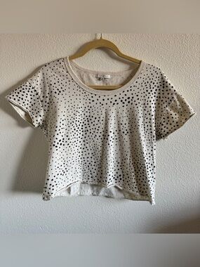 Z Supply Dalmatian Dot Crop Tee Ivory Black Spotted Crewneck Cotton XS